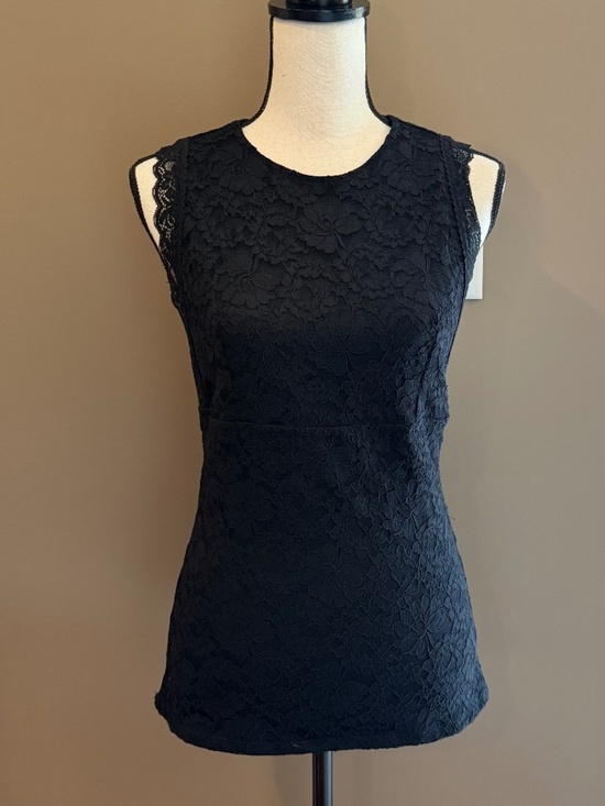 Express Tops - Express Black Romantic Goth Boho Y2K Sleeveless Lace Fitted Top, Size Medium